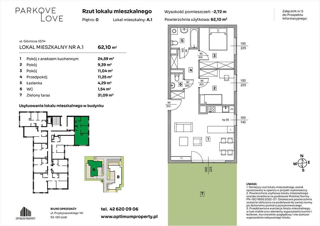 Nowe mieszkanie trzypokojowe PARKOVE LOVE Łódź, Bałuty-Doły, ul. Górnicza 12/14  62m2 Foto 1