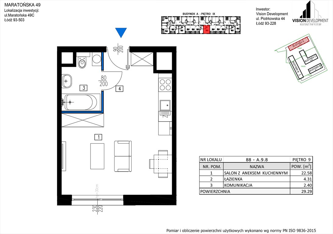 Nowa kawalerka Maratońska 49 Nowa Retkinia  Łódź, Retkinia, Maratońska 49C  29m2 Foto 1