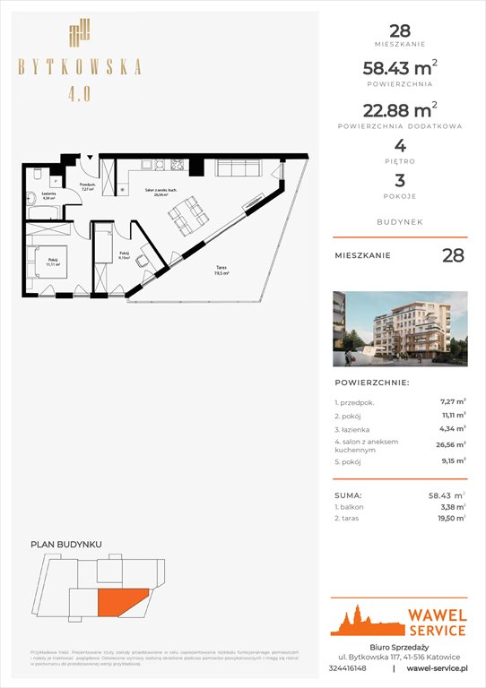 mieszkanie na sprzedaż 58m2 mieszkanie Katowice, Bytkowska