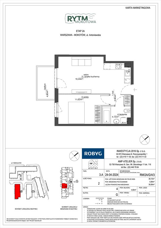 Nowe mieszkanie dwupokojowe Rytm Mokotowa Warszawa, Mokotów, Antoniewska  39m2 Foto 1