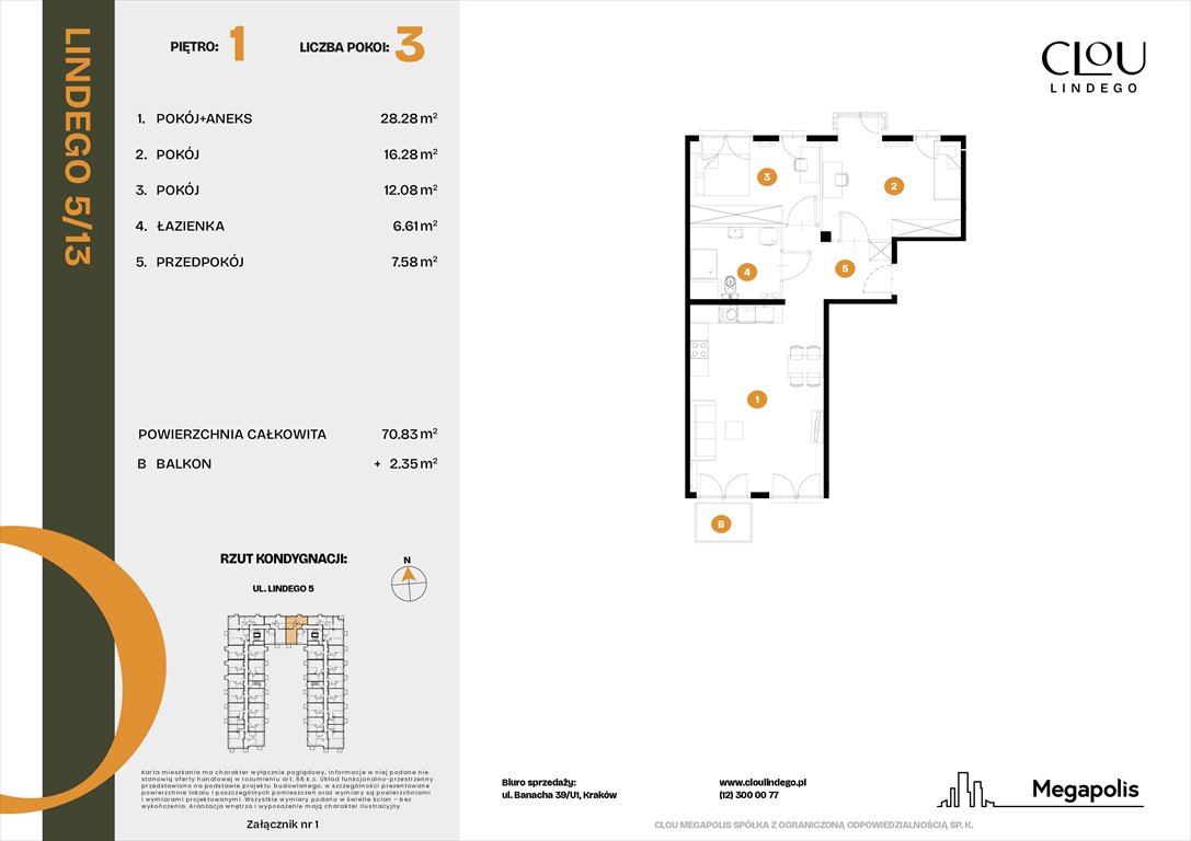 Nowe mieszkanie trzypokojowe Clou Lindego Kraków, Lindego 5  71m2 Foto 1