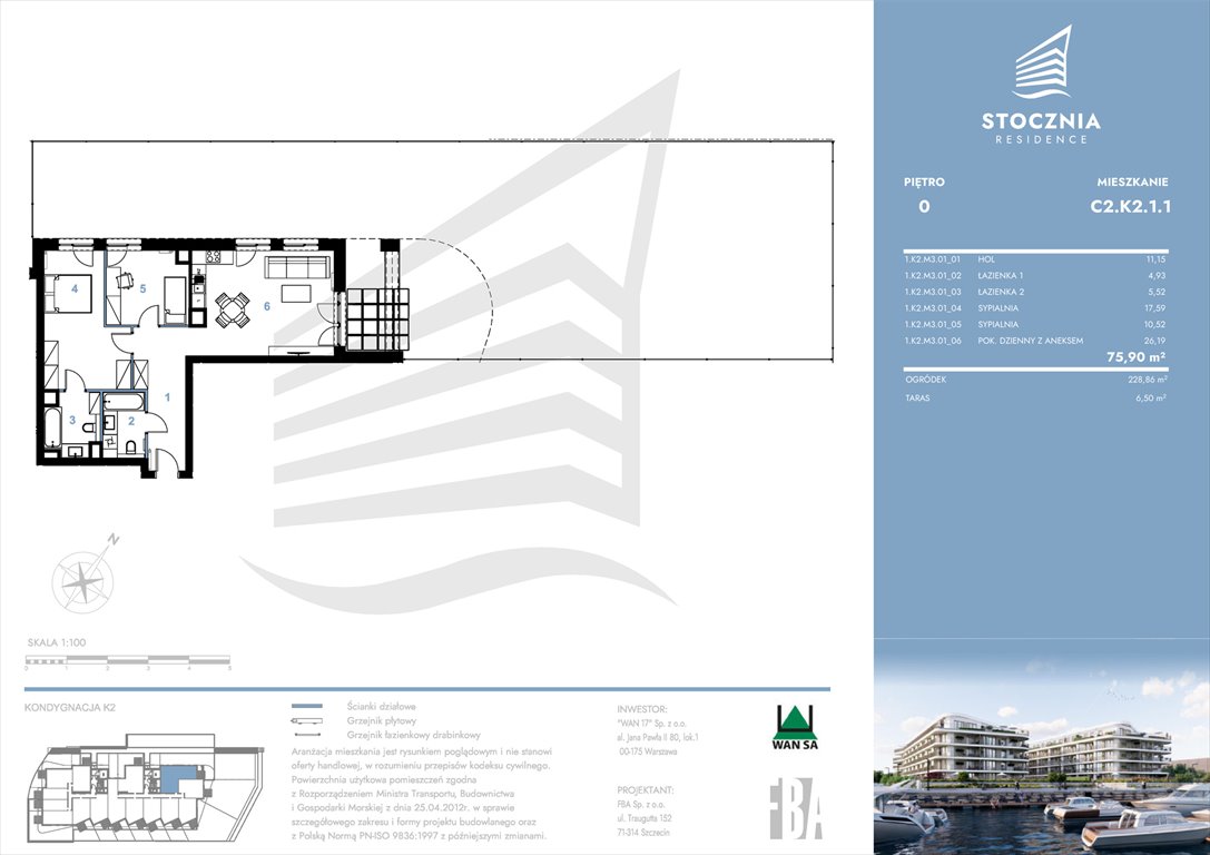 Nowe mieszkanie trzypokojowe Stocznia Residence Radziwie, ul. Popłacińska 42  76m2 Foto 1