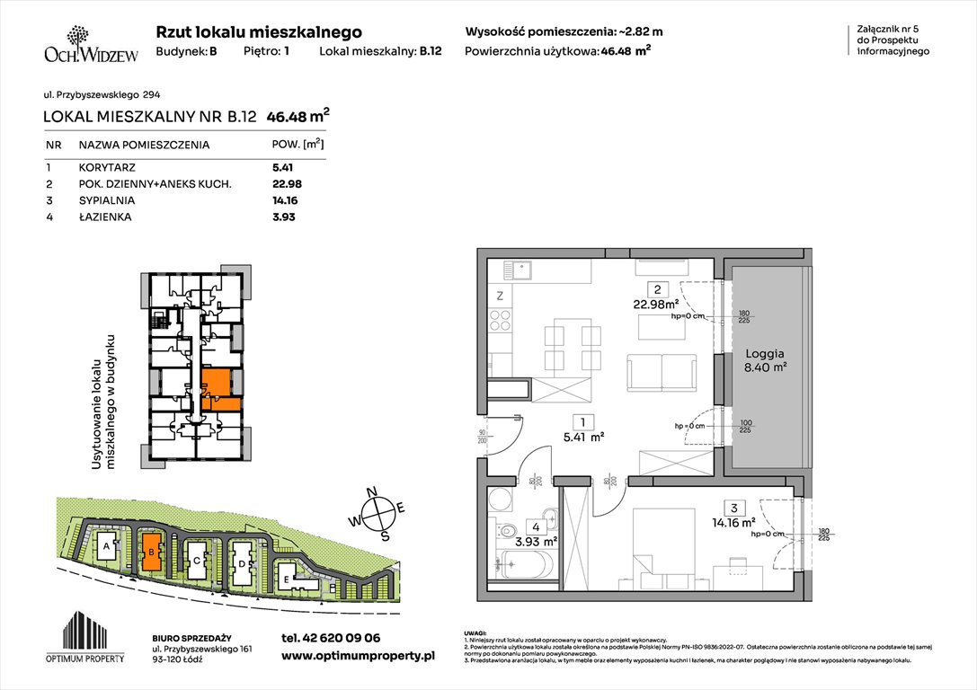 Nowe mieszkanie dwupokojowe OchWidzew Łódź, Widzew, Przybyszewskiego 292-300  46m2 Foto 1