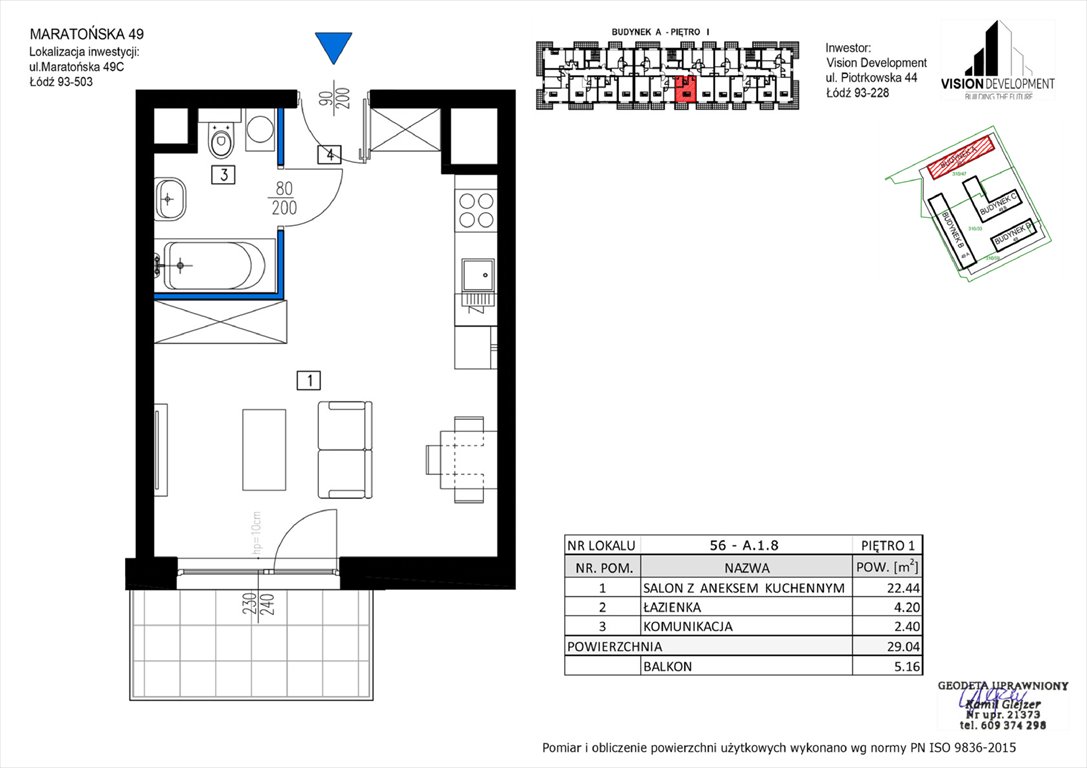 Nowa kawalerka Maratońska 49 Nowa Retkinia  Łódź, Retkinia, Maratońska 49C  29m2 Foto 1