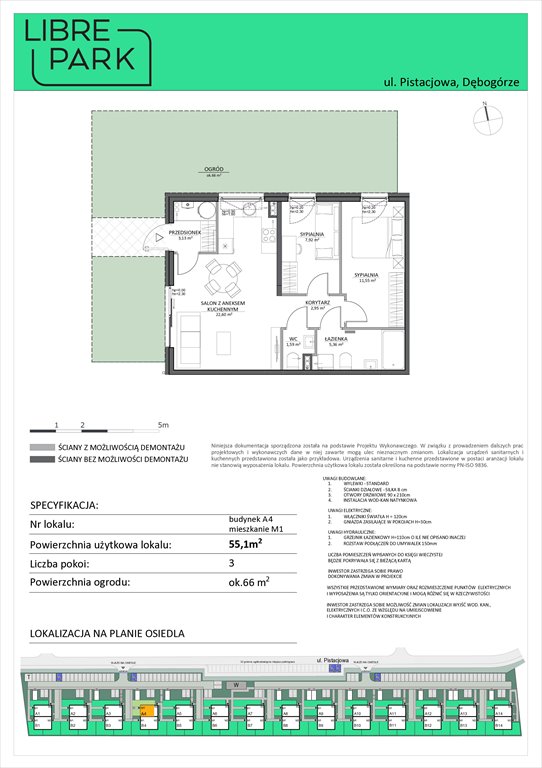 Nowe mieszkanie trzypokojowe Osiedle Libre Park Dębogórze, Pistacjowa 5  55m2 Foto 1
