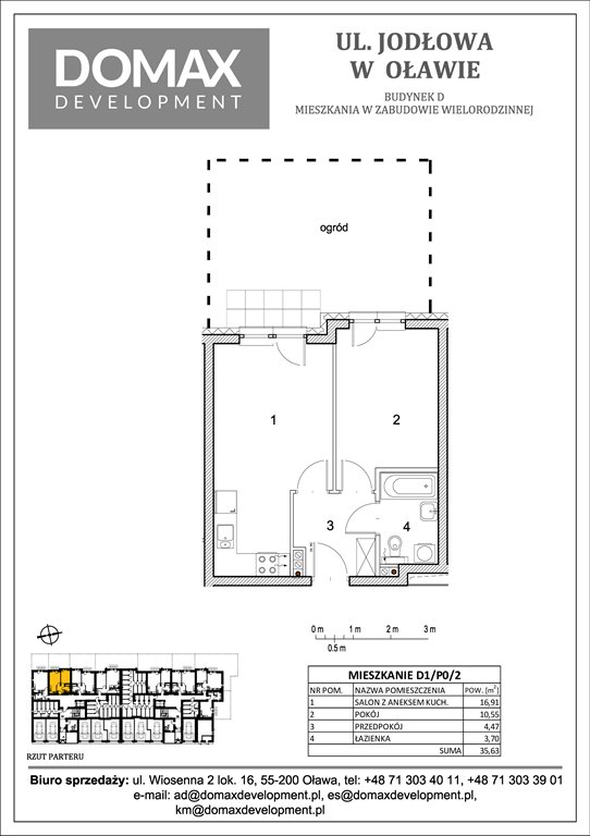 Nowe mieszkanie dwupokojowe Osiedle Jodłowa etap II bud D Oława, Nowy Otok, Jodłowa 38-40  36m2 Foto 1