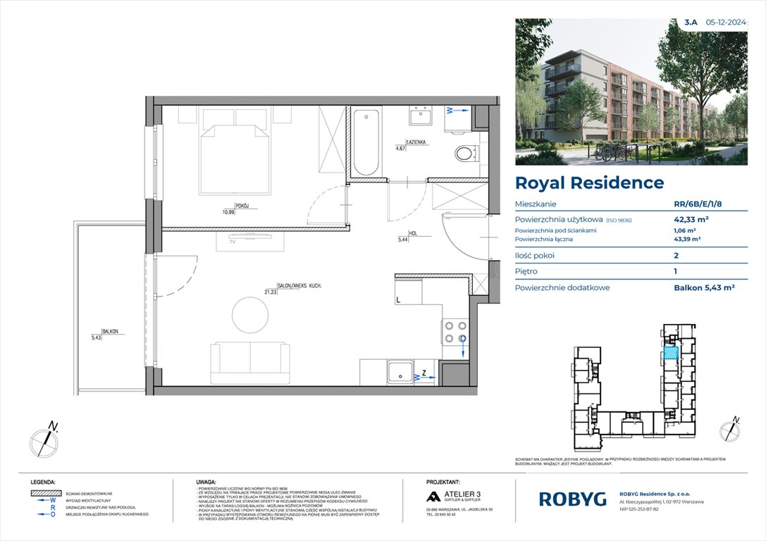 Nowe mieszkanie dwupokojowe Royal Residence Warszawa, Wilanów, Sarmacka  42m2 Foto 1