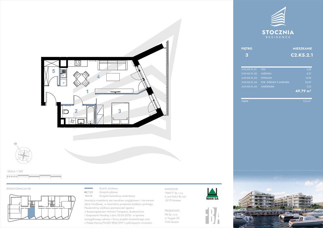 Nowe mieszkanie dwupokojowe Stocznia Residence Radziwie, ul. Popłacińska 42  50m2 Foto 1