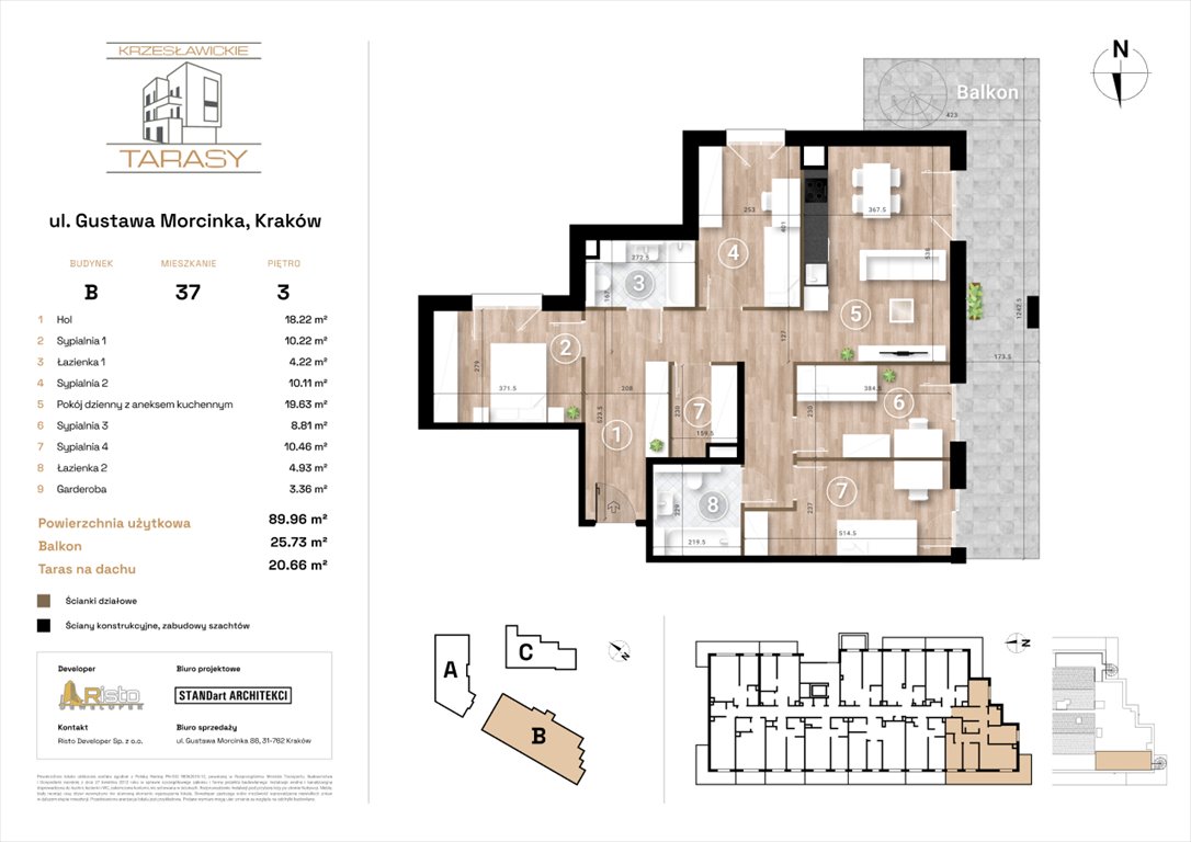 Nowe mieszkanie KRZESŁAWICKIE TARASY Kraków, Wzgórza Krzesławickie, Gustawa Morcinka  90m2 Foto 1