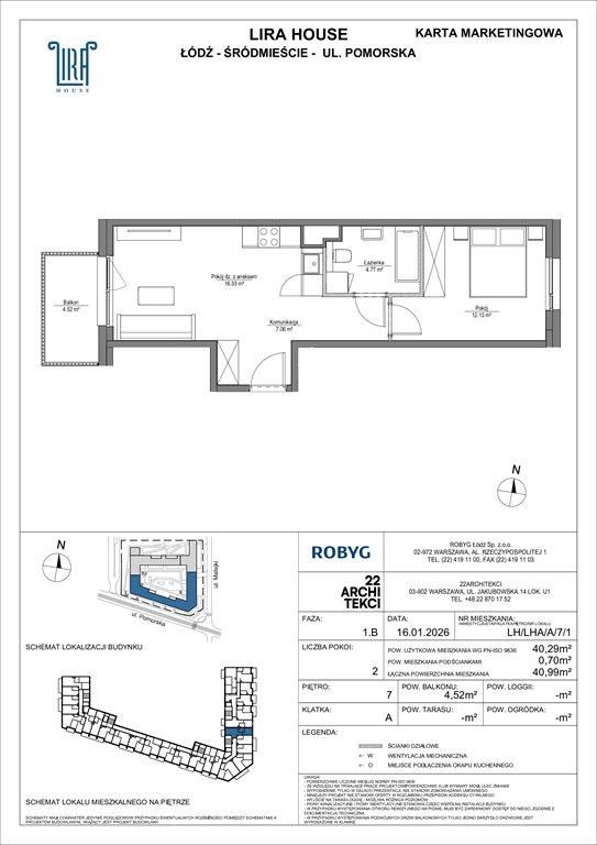Nowe mieszkanie dwupokojowe Lira House Łódź, Pomorska 108  40m2 Foto 1