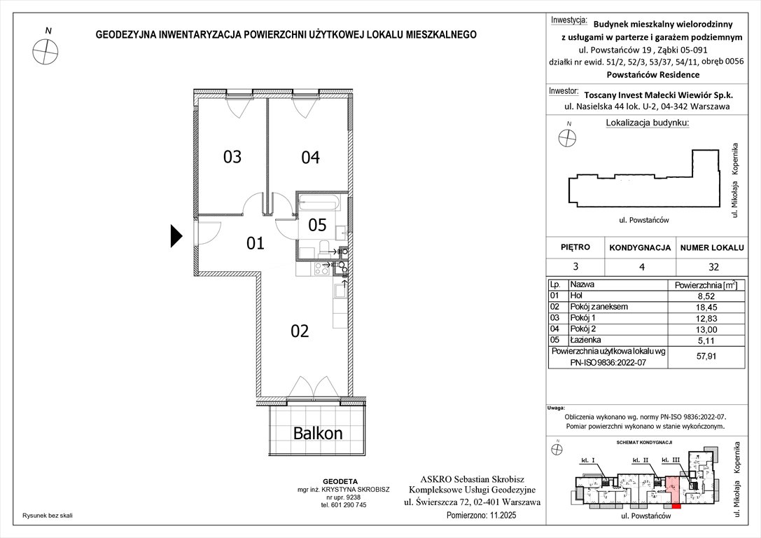 Nowe mieszkanie trzypokojowe Powstańców Residence Ząbki, Powstańców 19  58m2 Foto 1