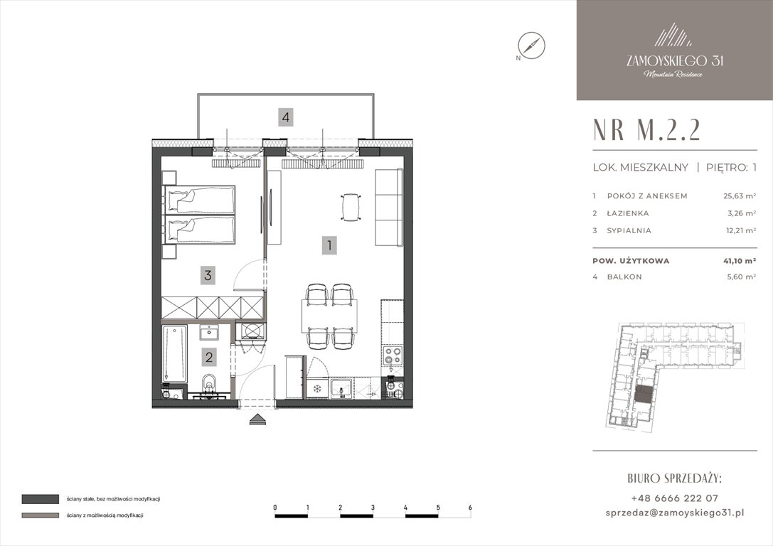 Nowe mieszkanie dwupokojowe Zamoyskiego 31 Zakopanego, Zamoyskiego 31  41m2 Foto 1