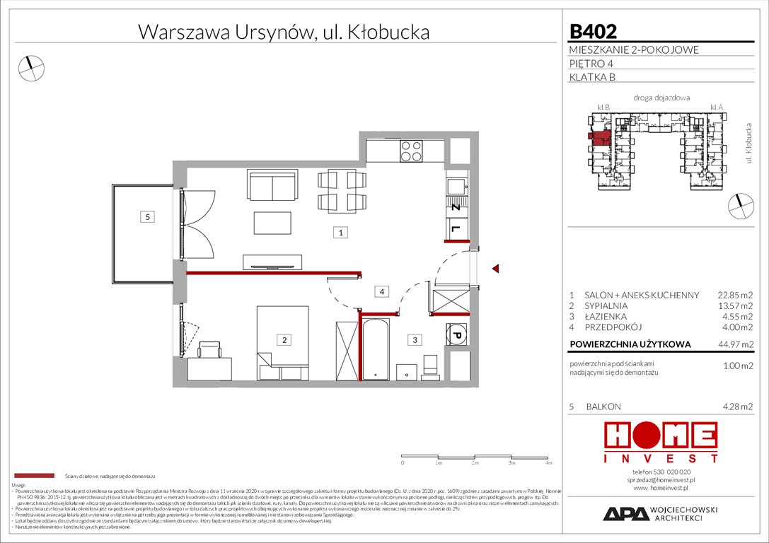 Nowe mieszkanie dwupokojowe Enklawa Ursynów Warszawa, Ursynów, ul. Kłobucka 23A  45m2 Foto 1