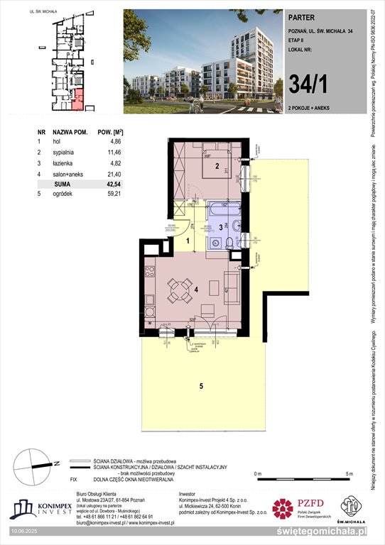 Nowe mieszkanie dwupokojowe Świętego Michała etap 2 Poznań, Komandoria, Świętego Michała 36  43m2 Foto 1