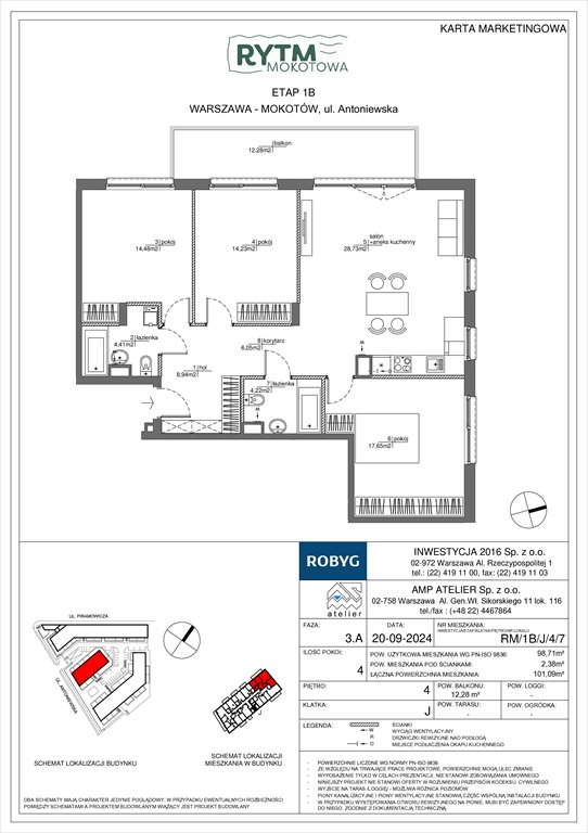 Nowe mieszkanie czteropokojowe  Rytm Mokotowa Warszawa, Mokotów, Antoniewska  99m2 Foto 1