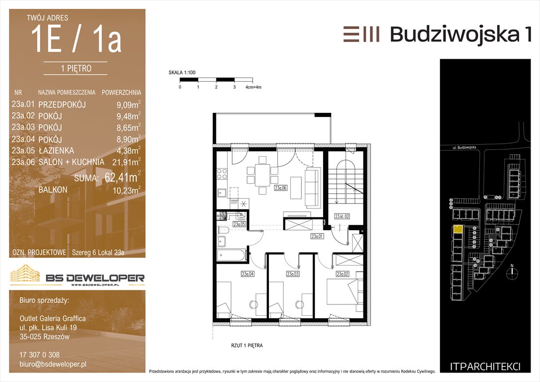 Nowe mieszkanie czteropokojowe  Budziwojska 3 Rzeszów, Budziwojska 3  62m2 Foto 1