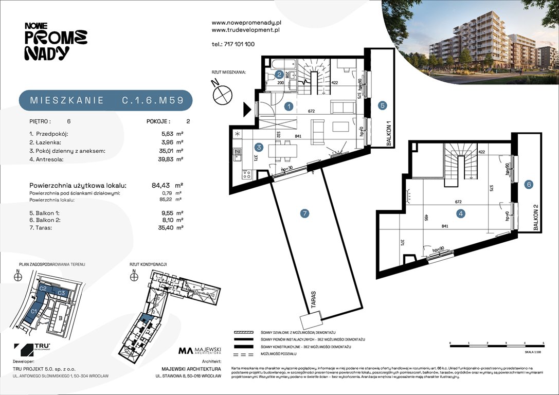 Nowe mieszkanie czteropokojowe  Nowe Promenady Wrocław, Kleczków, ul. Czochralskiego/ Miłosza  84m2 Foto 1