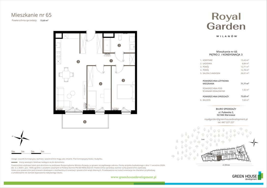 Nowe mieszkanie trzypokojowe Royal Garden Wilanów Warszawa, Wilanów, Zdrowa 2  72m2 Foto 1