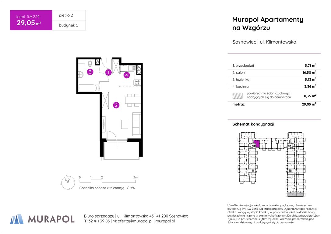 Nowa kawalerka Murapol Apartamenty na Wzgórzu Sosnowiec, ul. Klimontowska  29m2 Foto 1