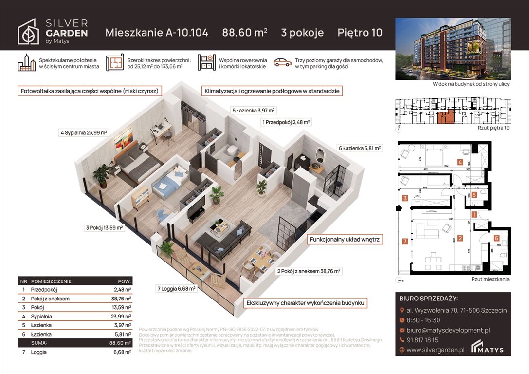 mieszkanie na sprzedaż 89m2 mieszkanie Szczecin, Centrum, al. Wyzwolenia 70 / ul. Staszica 21