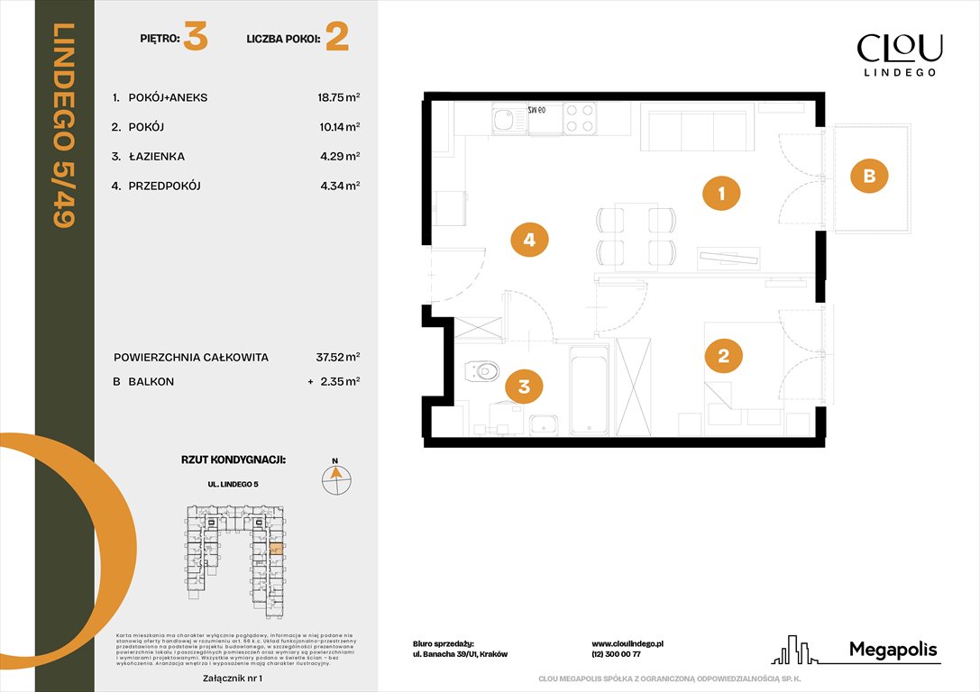 Nowe mieszkanie dwupokojowe Clou Lindego Kraków, Lindego 5  38m2 Foto 1
