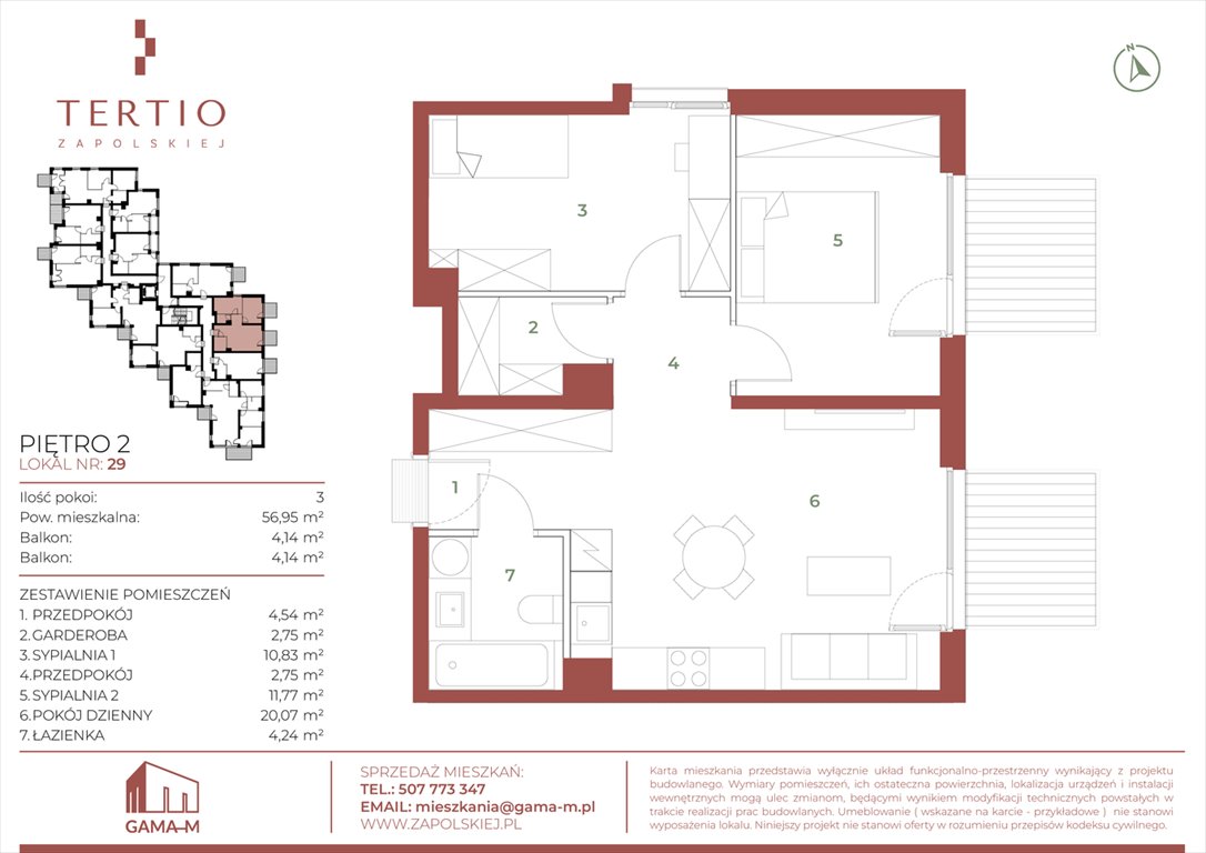 Nowe mieszkanie trzypokojowe Tertio Zapolskiej Kraków, Bronowice, Gabrieli Zapolskiej 21  57m2 Foto 1
