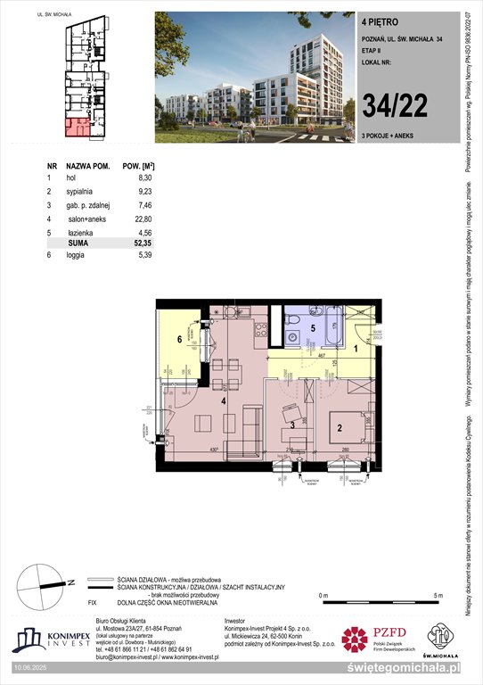 Nowe mieszkanie trzypokojowe Świętego Michała etap 2 Poznań, Komandoria, Świętego Michała 36  52m2 Foto 1