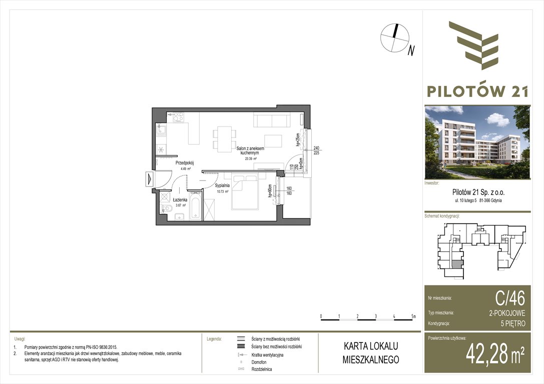 Nowe mieszkanie dwupokojowe Pilotow 21 Gdańsk, Zaspa, Pilotów 21  42m2 Foto 1