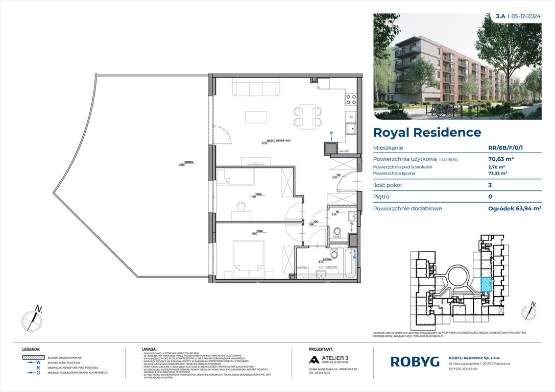 Nowe mieszkanie trzypokojowe Royal Residence Warszawa, Wilanów, Sarmacka  71m2 Foto 1