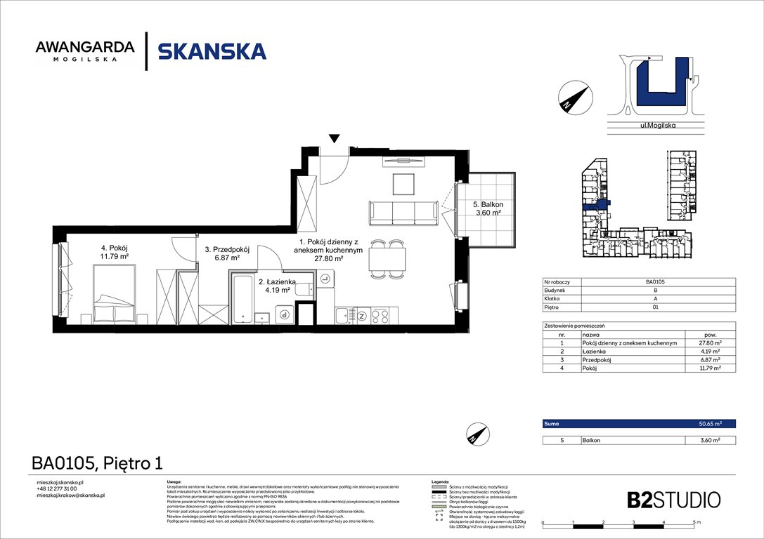 Nowe mieszkanie dwupokojowe Awangarda Mogilska Kraków, Prądnik Czerwony, Mogilska 126  51m2 Foto 1