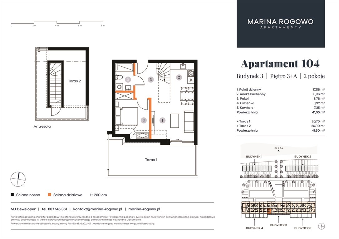 Nowe mieszkanie dwupokojowe APARTAMENTY MARINA ROGOWO Rogowo, Rogowo 65  42m2 Foto 1