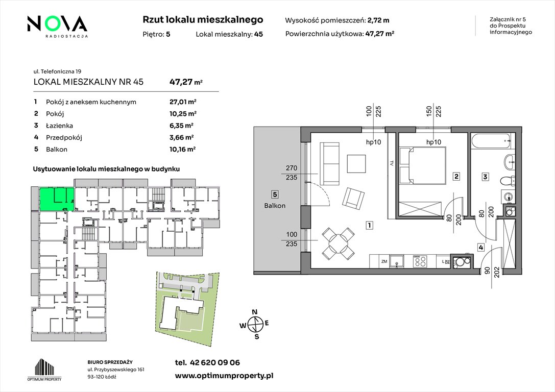 Nowe mieszkanie dwupokojowe NOVA RADIOSTACJA  Łódź, Śródmieście, ul. Telefoniczna 19  47m2 Foto 1
