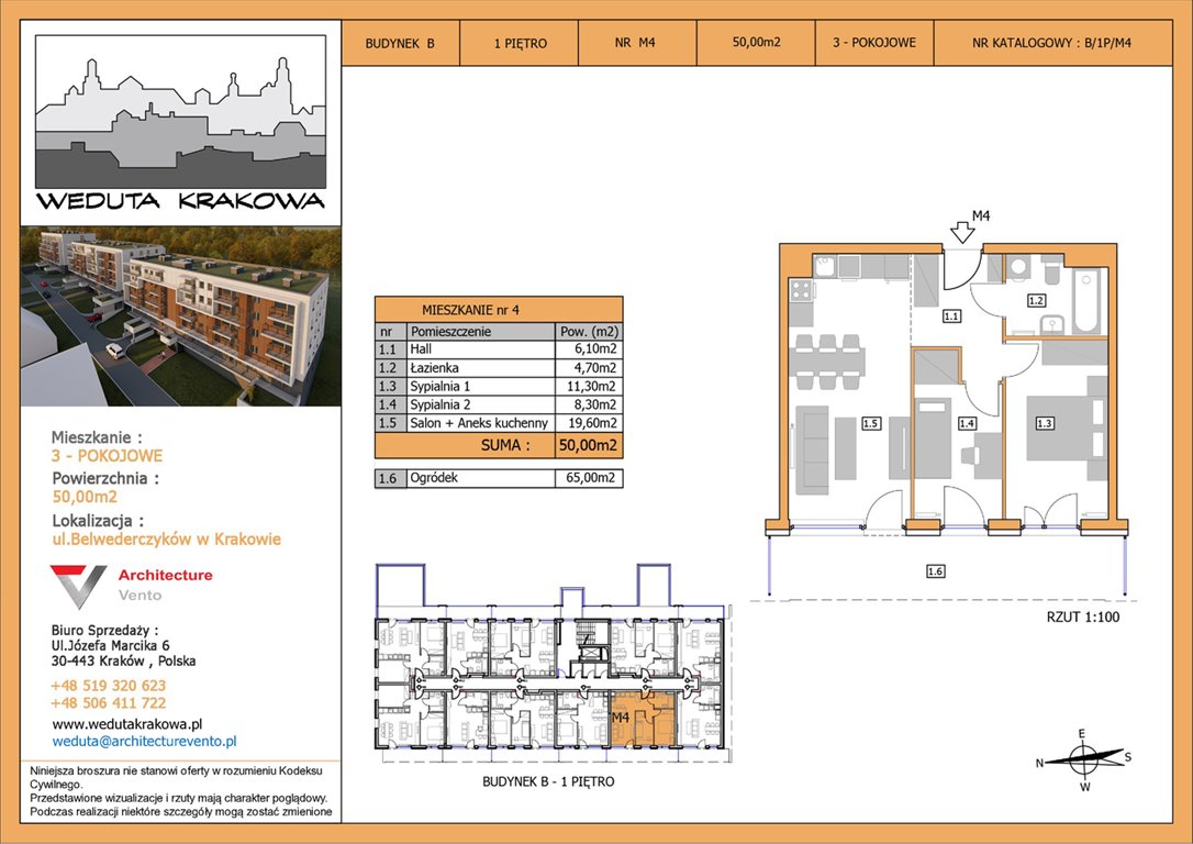 Nowe mieszkanie trzypokojowe Weduta Krakowa Budynek B Kraków, Krowodrza, Papierni Prądnickich 48  50m2 Foto 1