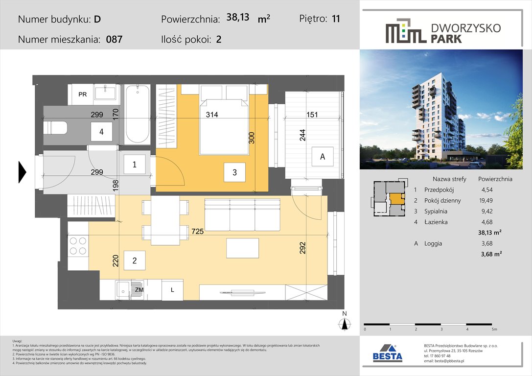 Nowe mieszkanie dwupokojowe Dworzysko Park Rzeszów, Przybyszówka, Dworzysko  38m2 Foto 1