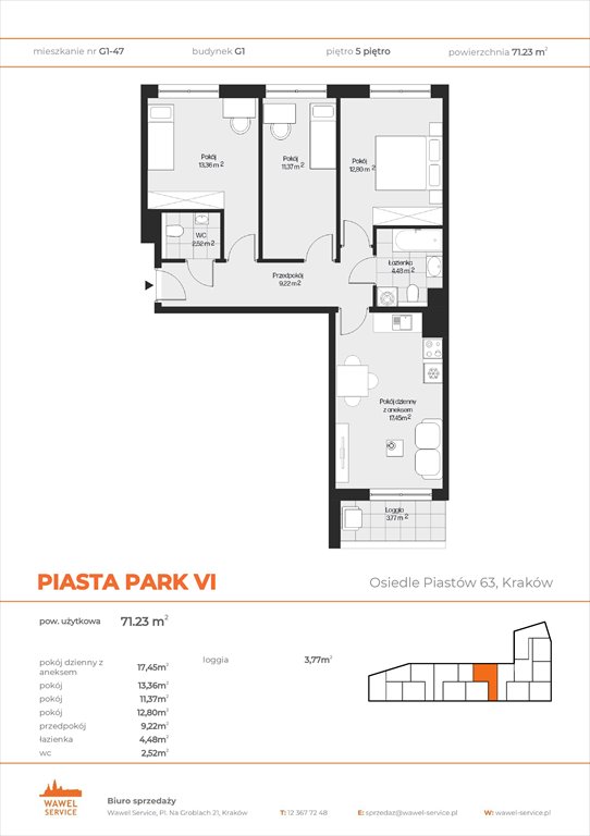 Nowe mieszkanie czteropokojowe  PIASTA PARK VI Kraków, Mistrzejowice, Osiedle Piastów 63  71m2 Foto 1