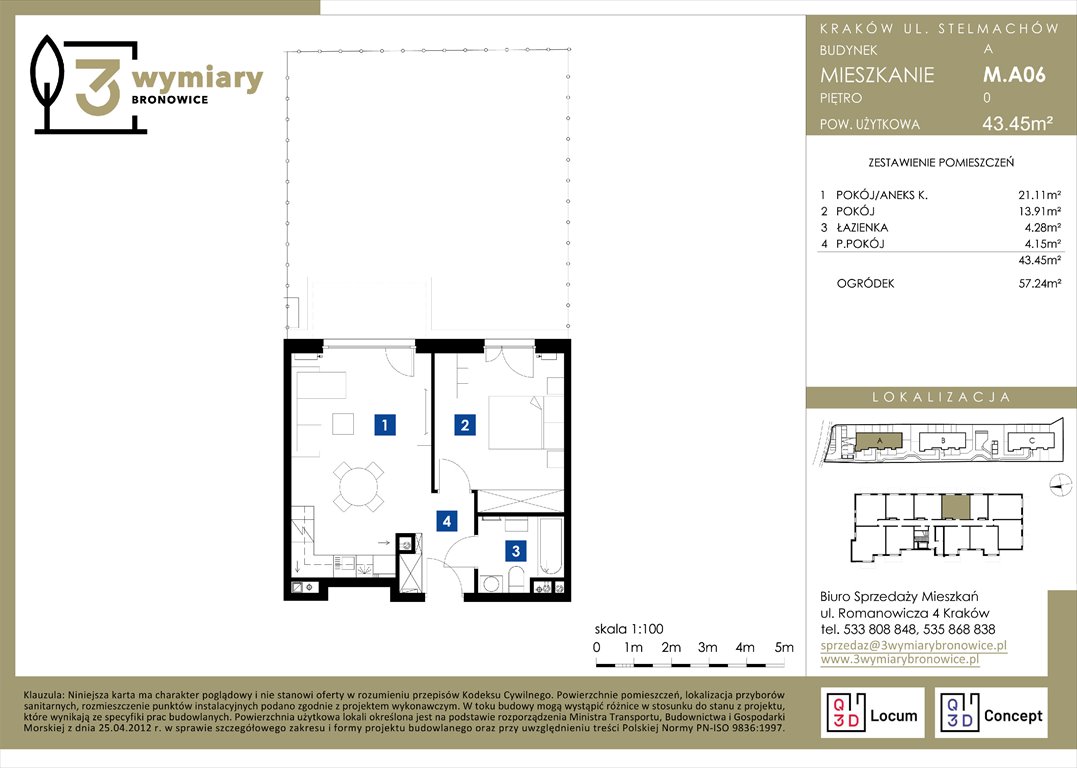 Nowe mieszkanie dwupokojowe 3 Wymiary Bronowice Kraków, Bronowice Wielkie, Stelmachów  43m2 Foto 1