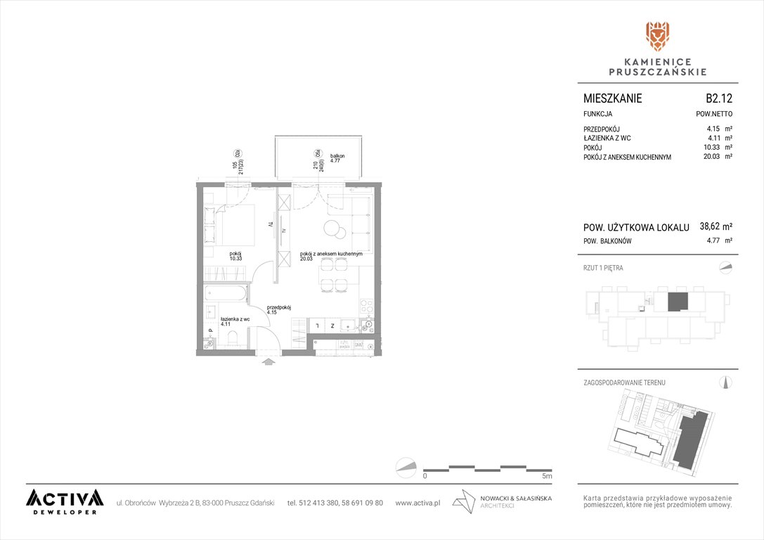 Nowe mieszkanie dwupokojowe Kamienice Pruszczańskie Pruszcz Gdański, ul. Grunwaldzka 71B, 71C  39m2 Foto 1