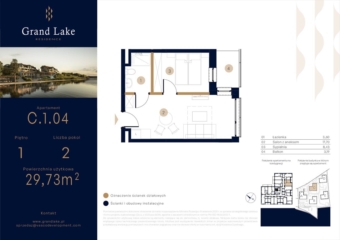 Nowe mieszkanie dwupokojowe Grand Lake Mikołajki, Kajki 124  30m2 Foto 1