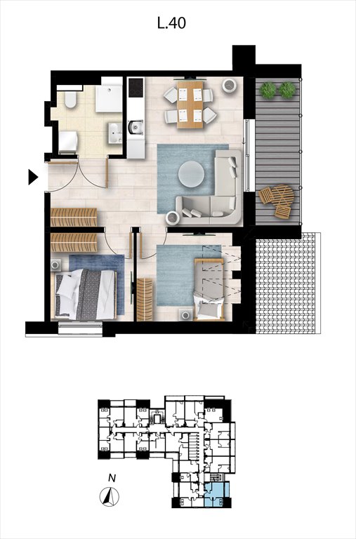 Nowe mieszkanie trzypokojowe Sunset Resort Grzybowo, Nadmorska 98 -106  42m2 Foto 1