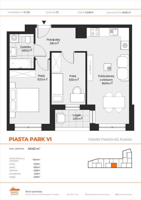 Nowe mieszkanie trzypokojowe PIASTA PARK VI Kraków, Mistrzejowice, Osiedle Piastów 63  50m2 Foto 1