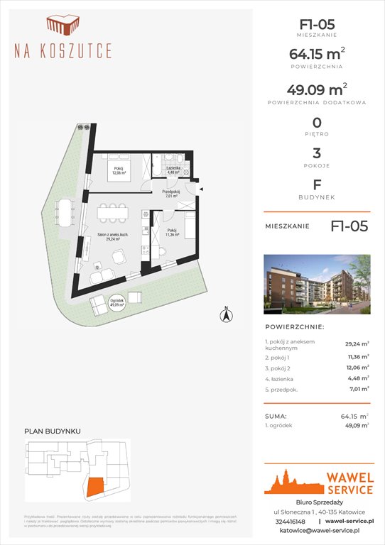 Nowe mieszkanie trzypokojowe Na Koszutce II Katowice, Słoneczna 1  64m2 Foto 1