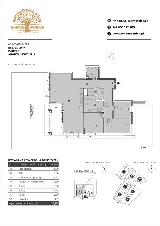 Nowe mieszkanie czteropokojowe  EMAUS GARDEN Kraków, Zwierzyniec, Borowego  35  111m2 Foto 1