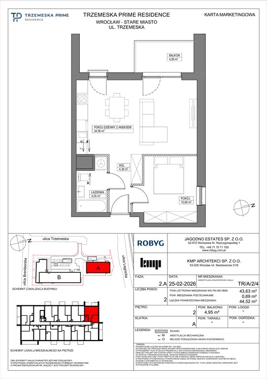 Nowe mieszkanie dwupokojowe Trzemeska Prime Residence Wrocław, Stare Miasto, Trzemeska  44m2 Foto 1
