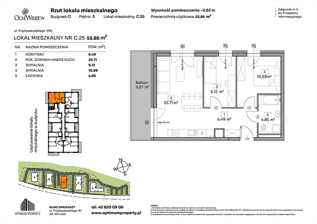 Nowe mieszkanie trzypokojowe OchWidzew Łódź, Widzew, Przybyszewskiego 292-300  54m2 Foto 1