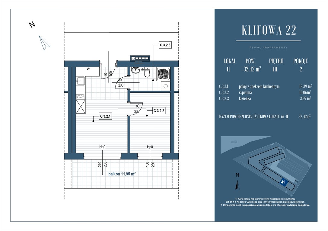 Nowe mieszkanie dwupokojowe Klifowa 22 Rewal, Ul. Klifowa 22  32m2 Foto 1