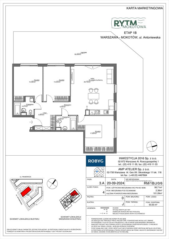Nowe mieszkanie czteropokojowe  Rytm Mokotowa Warszawa, Mokotów, Antoniewska  99m2 Foto 1