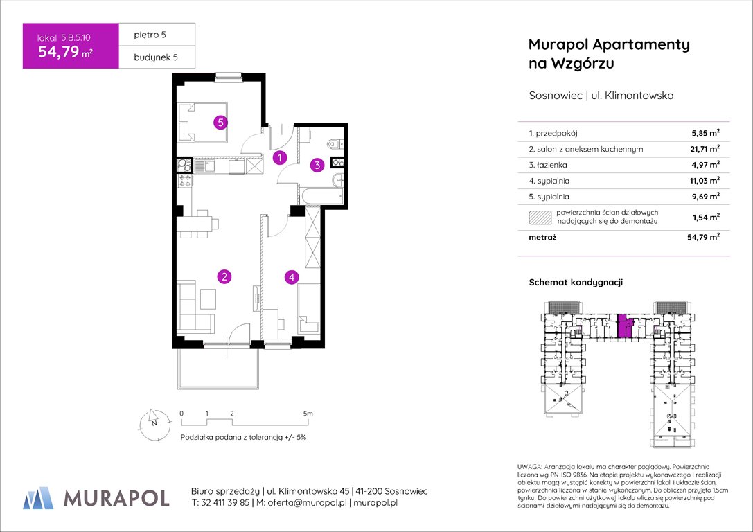 Nowe mieszkanie trzypokojowe Murapol Apartamenty na Wzgórzu Sosnowiec, ul. Klimontowska  55m2 Foto 1