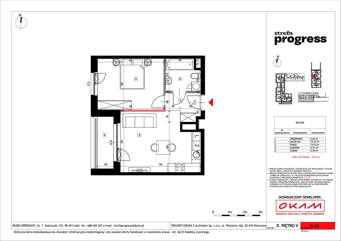 Nowe mieszkanie dwupokojowe Strefa PROGRESS Łódź, Al. Kościuszki 132  42m2 Foto 1