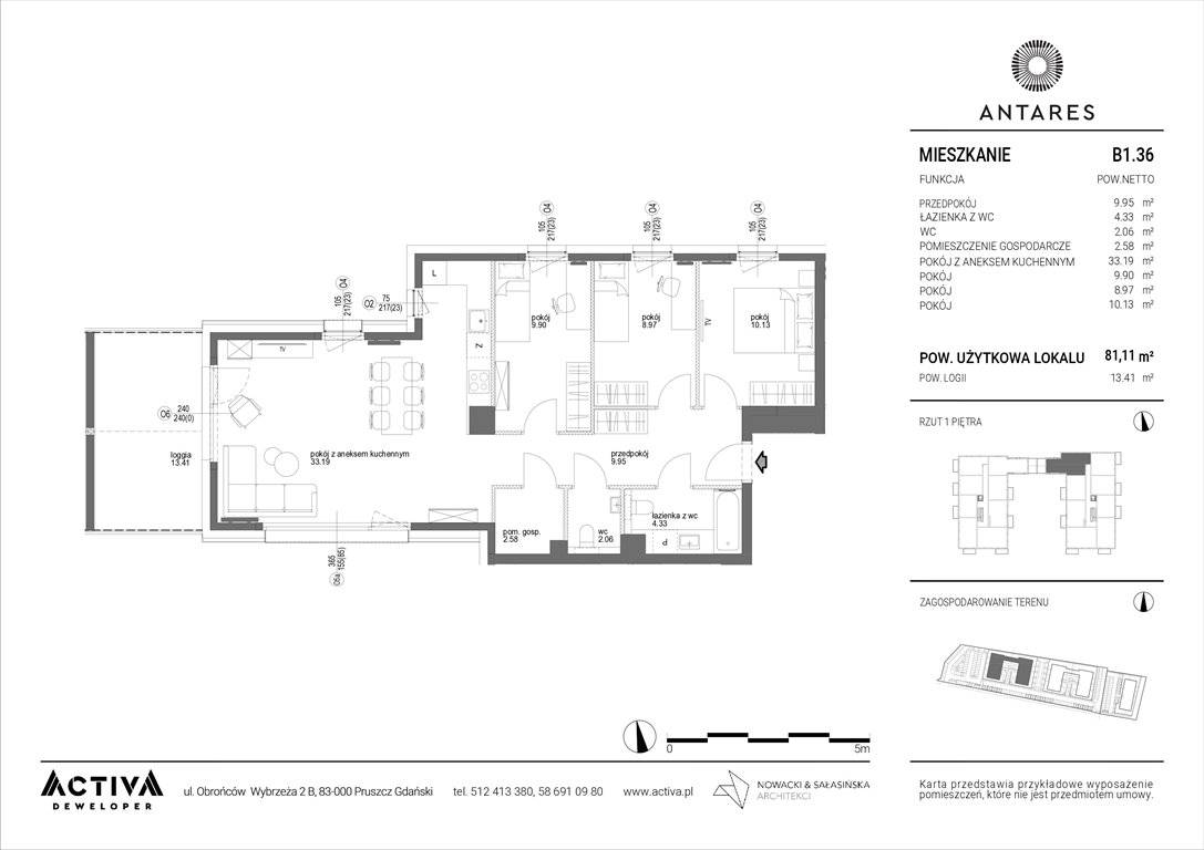 Nowe mieszkanie czteropokojowe  Antarees Pruszcz Gdański, Lilli Wenedy 1  81m2 Foto 1