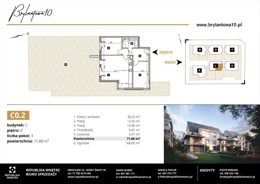 Nowe mieszkanie trzypokojowe Brylantowa 10 Wrocław, Ołtaszyn, Brylantowa 10  72m2 Foto 1